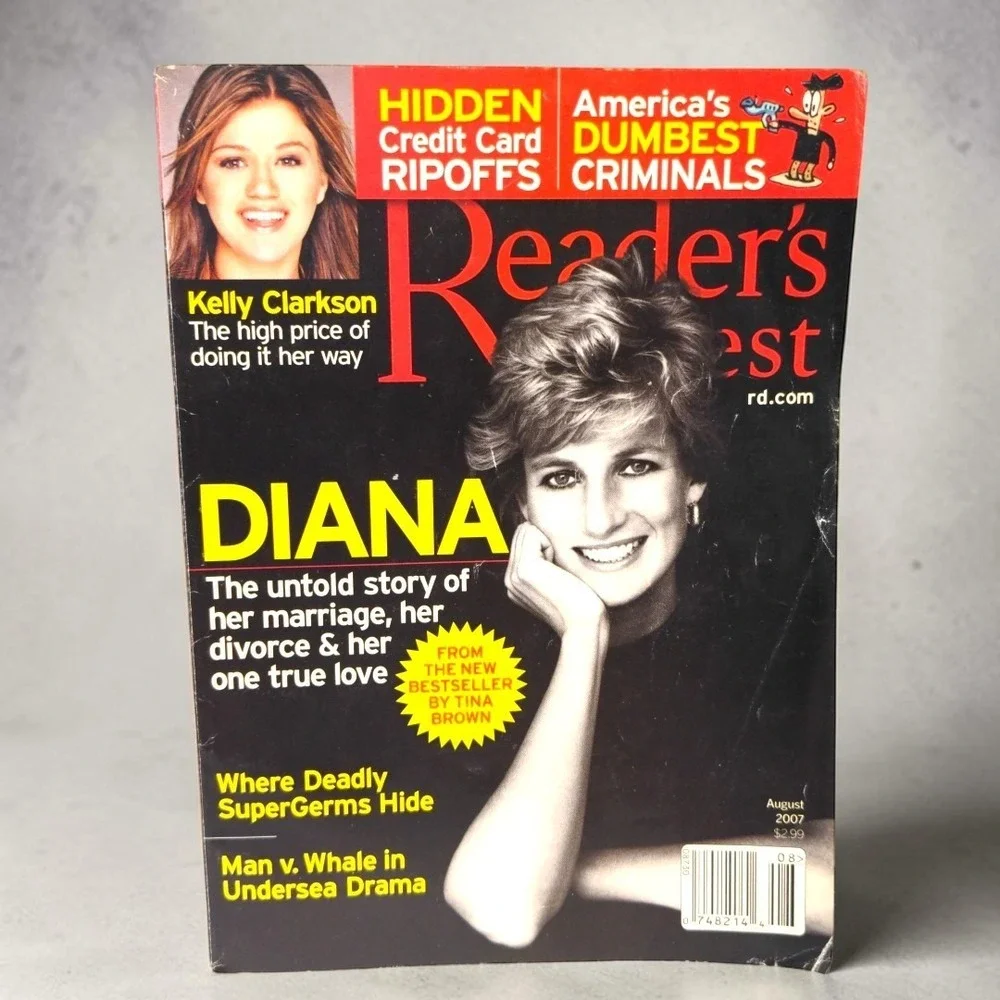 VTG Reader's Digest Aug 2007 Princess Diana Kelly Clarkson Mitt Romney Magazine